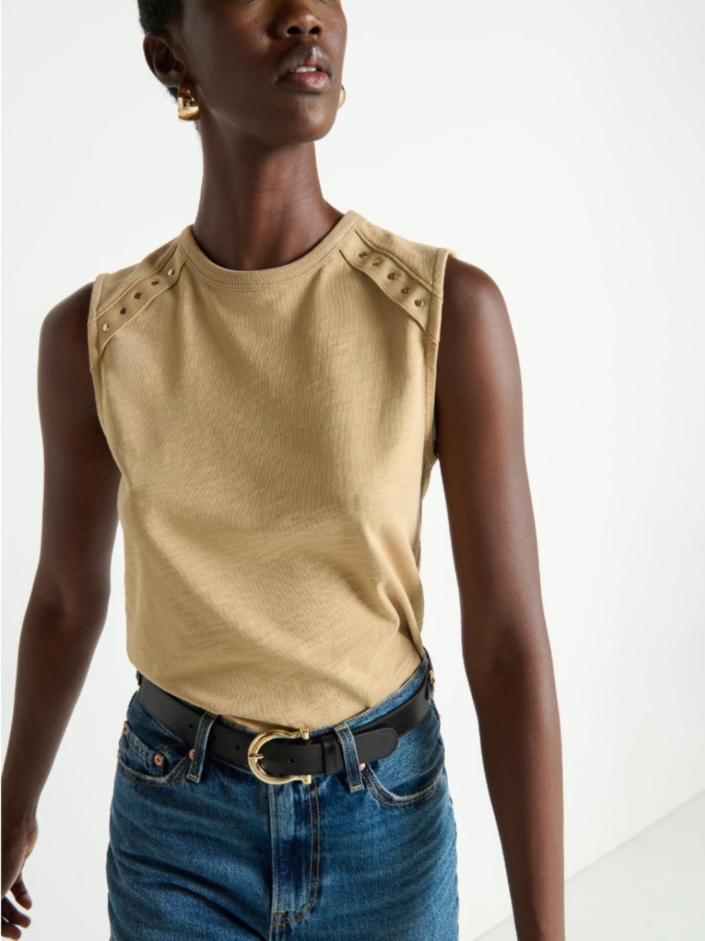 Nation L.A Davina Tank  in Toffee 100% cotton jersey